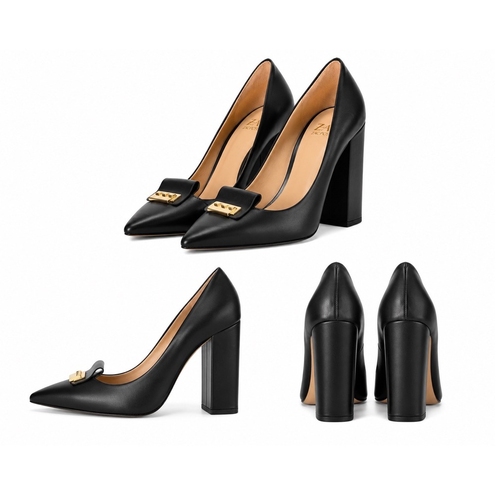 Zac Zac Posen Pumps Size 38 Black Leather Dark Academia Corporate Goth Designer